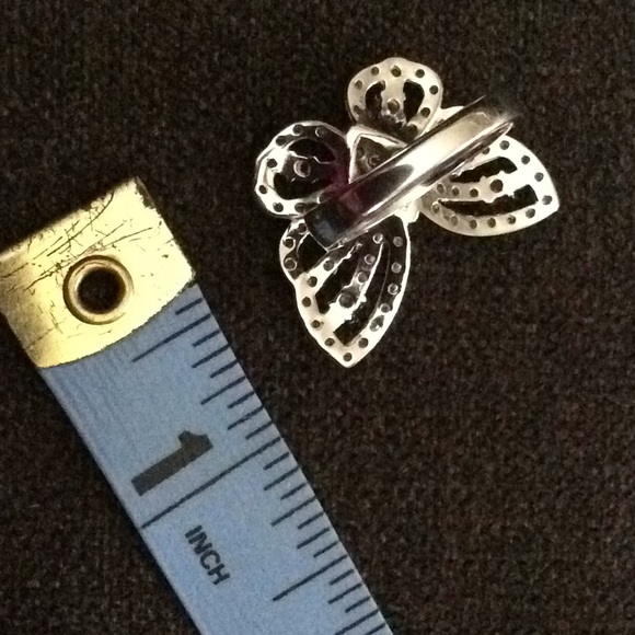Sterling silver stamped 925 CZ butterfly ring S6 - Picture 5 of 7